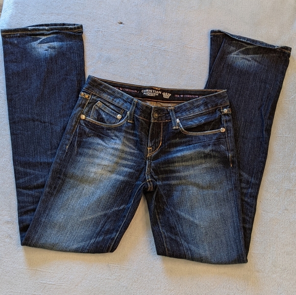 Christian Audigier Studded Denim Jeans 29x34 - Picture 2 of 10